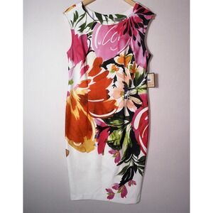 NWT Maya‎ Brooke Womens Sleeveless Midi Floral Sheath Dress Size 10